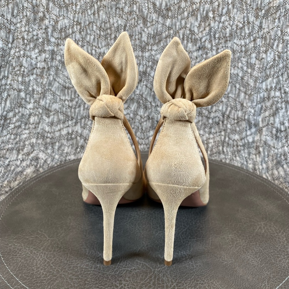 Aquazzura Bow Tie Pump 85mm Heels Nude Size 37 - Picture 6 of 15